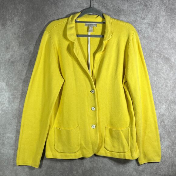 Banana Republic Sweater Blazer Jacket Womens XL Yellow Knit Academia Career - Picture 1 of 9